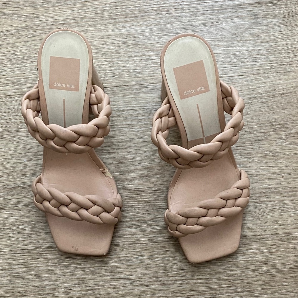 Dolce Vita Braided Double-Strap Slide Sandals in Blush